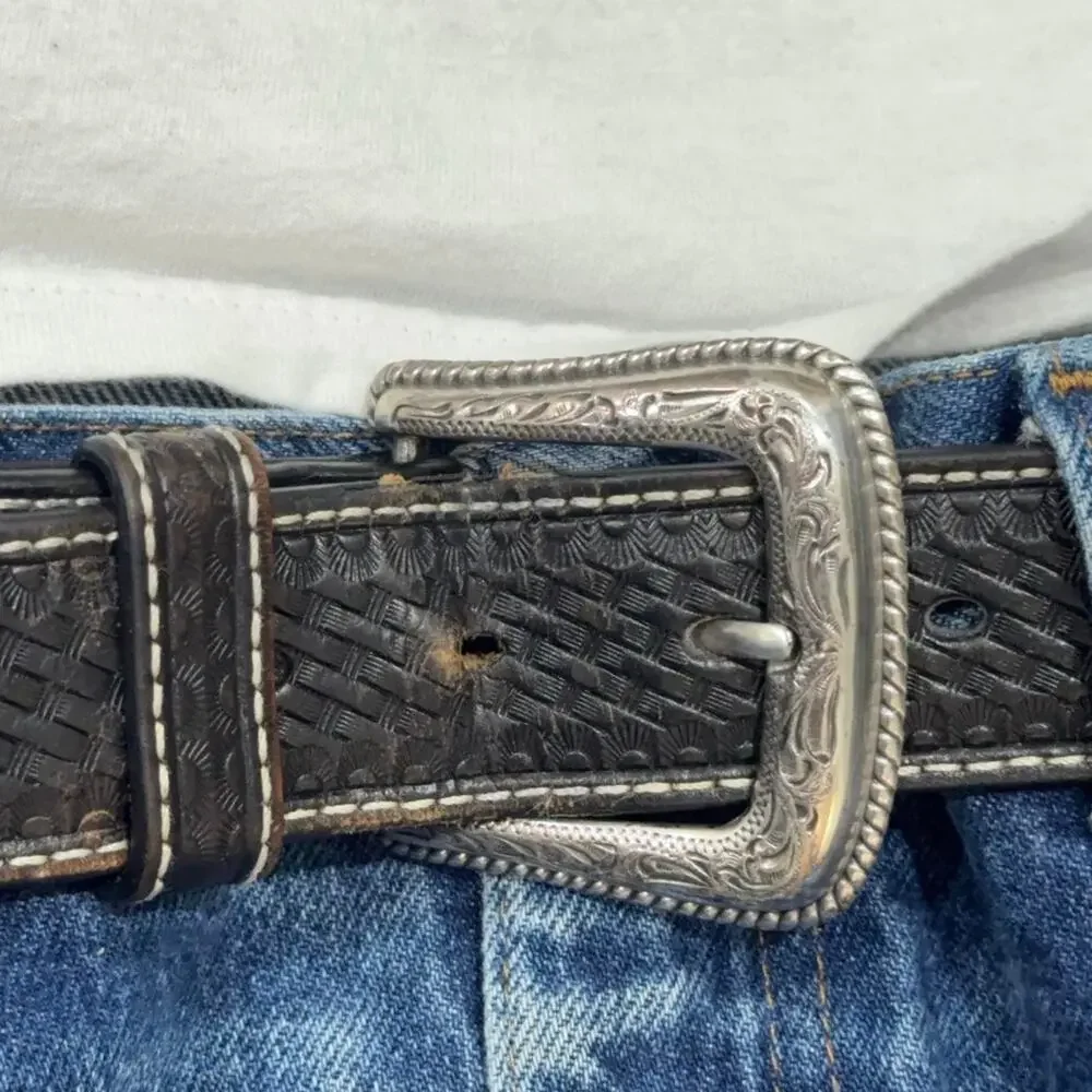 Vintage western leather belt black